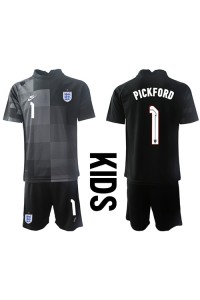Englanti Jordan Pickford #1 Maalivahti Jalkapallovaatteet Lasten Kotipeliasu MM-kisat 2022 Lyhythihainen (+ Lyhyet housut)